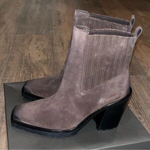 Vince Camuto Aresse Block Heel Pull On Ankle Boot Smokey Nut Verona Brown